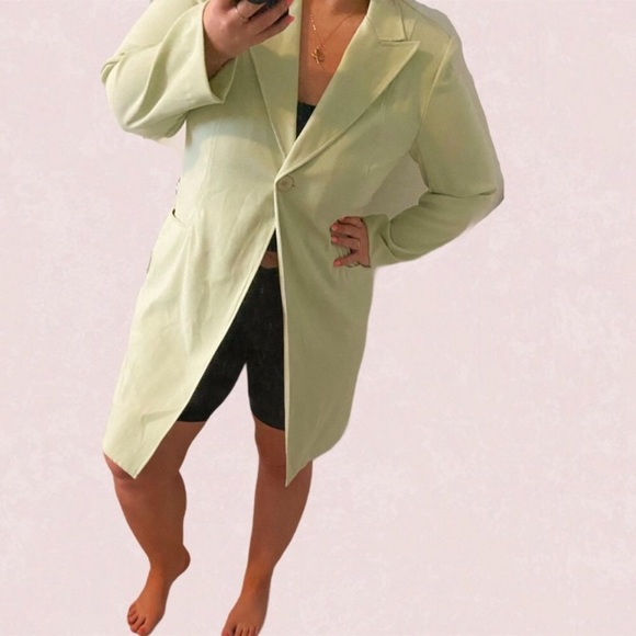 Vintage 90's pastel green long line blazer jacket - Picture 2 of 15
